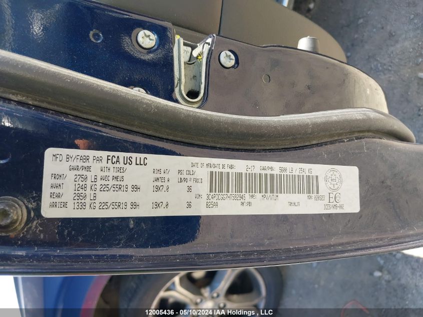 2017 Dodge Journey VIN: 3C4PDDGG7HT592945 Lot: 12005436