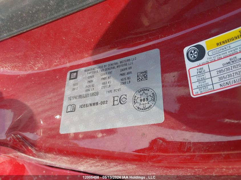 2018 Chevrolet Camaro VIN: 1G1FK1R69J0118639 Lot: 12005458