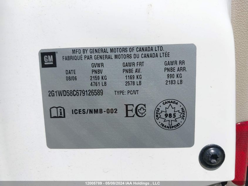 2007 Chevrolet Impala Super Sport VIN: 2G1WD58C679126589 Lot: 12005789