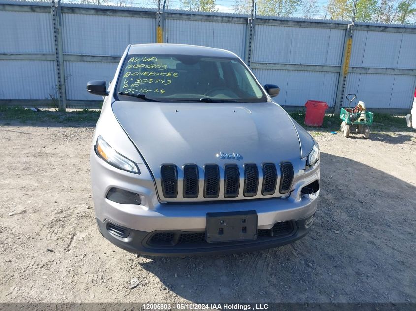 2016 Jeep Cherokee Sport VIN: 1C4PJLAB8GW303743 Lot: 12005803