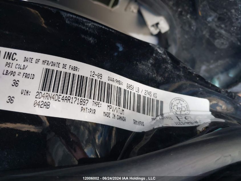 2010 Dodge Grand Caravan Se VIN: 2D4RN4DE4AR171897 Lot: 12006002