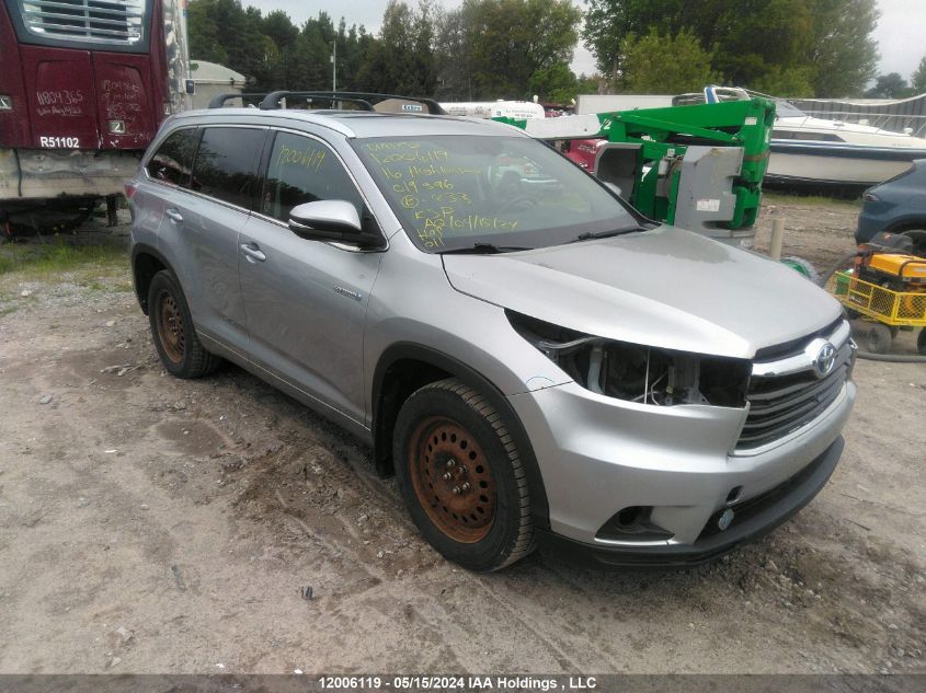 2016 Toyota Highlander Hybrid/Xle VIN: 5TDJCRFH3GS019596 Lot: 12006119