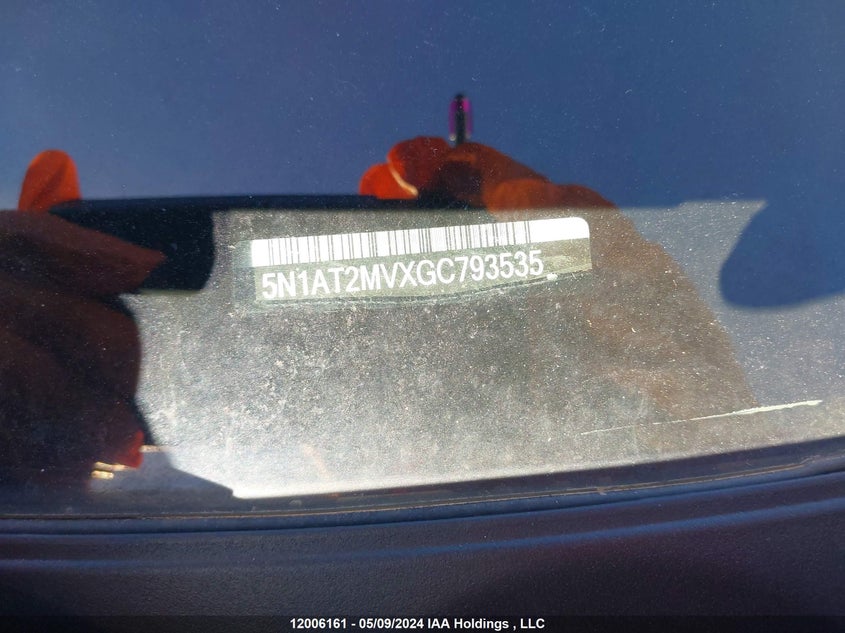 2016 Nissan Rogue VIN: 5N1AT2MVXGC793535 Lot: 12006161