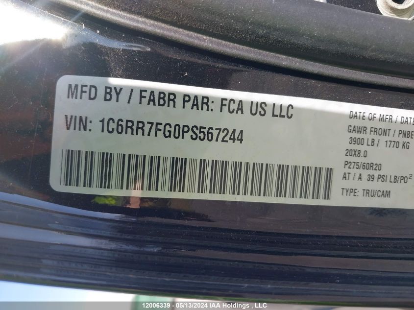 2023 Ram 1500 Classic Tradesman VIN: 1C6RR7FG0PS567244 Lot: 12006339