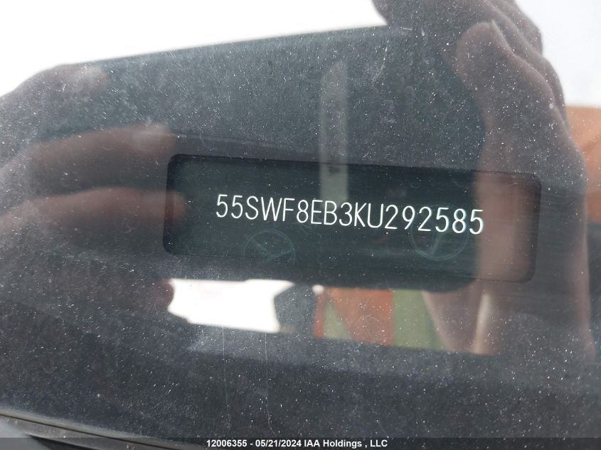 2019 Mercedes-Benz C 300 4Matic VIN: 55SWF8EB3KU292585 Lot: 12006355