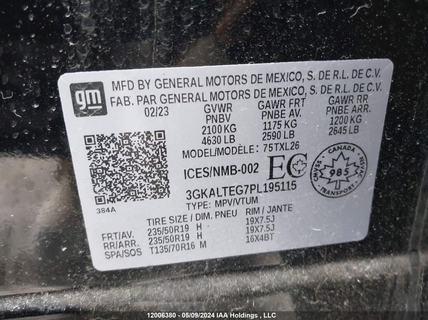 2023 GMC Terrain VIN: 3GKALTEG7PL195115 Lot: 12006380