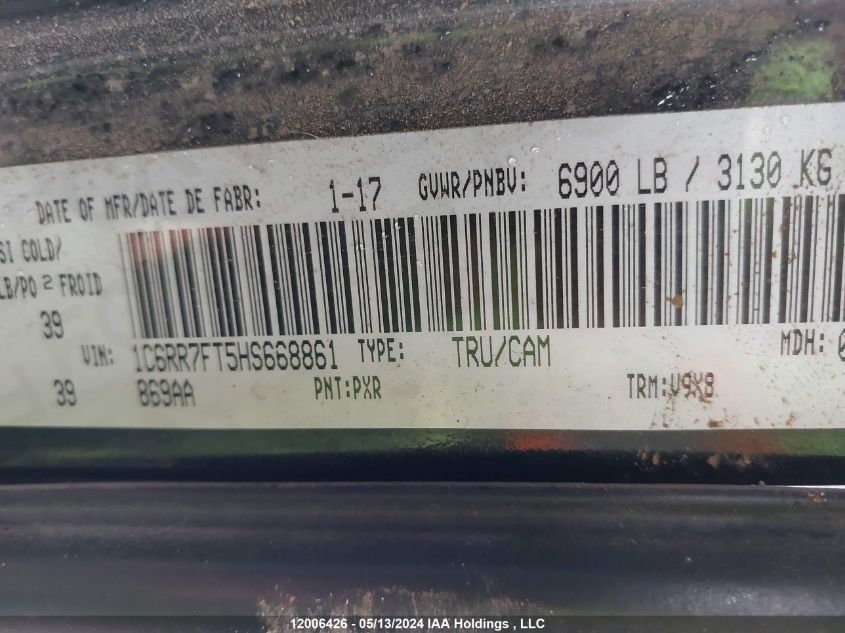 2017 Ram 1500 St VIN: 1C6RR7FT5HS668861 Lot: 12006426