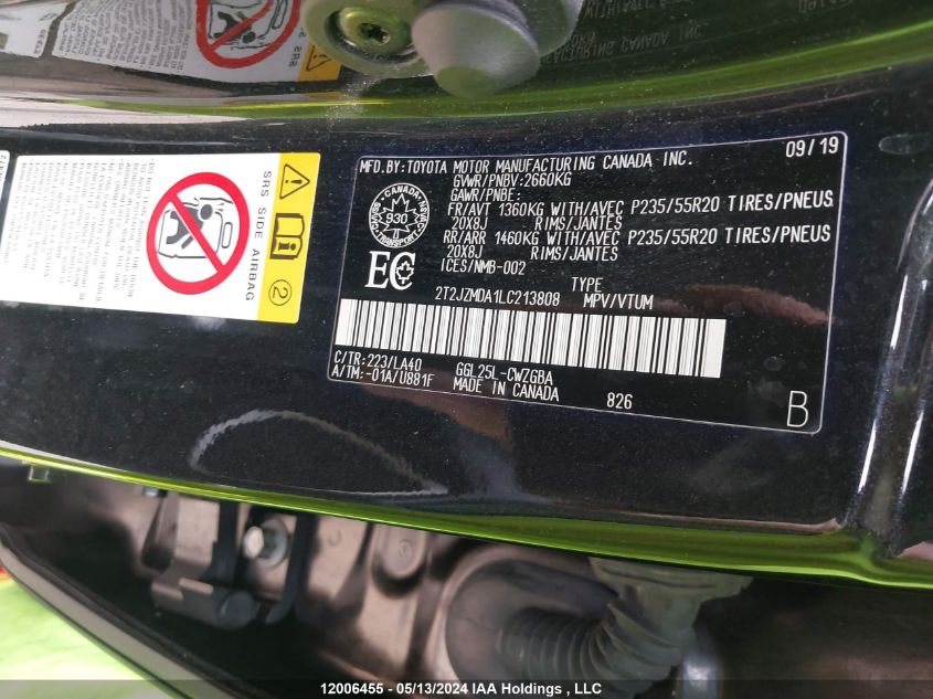 2020 Lexus Rx 350 VIN: 2T2JZMDA1LC213808 Lot: 12006455