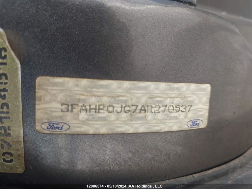 2010 Ford Fusion VIN: 3FAHP0JG7AR270537 Lot: 12006574