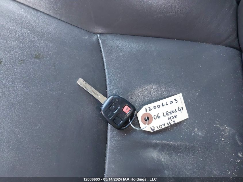 2006 Lexus Gx 470 VIN: JTJBT20X460109768 Lot: 12006603