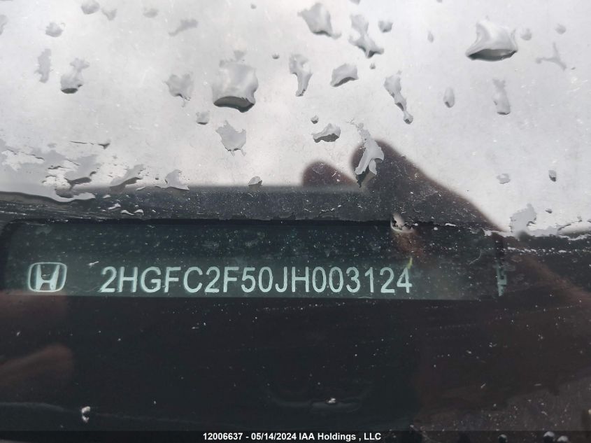 2018 Honda Civic Sedan VIN: 2HGFC2F50JH003124 Lot: 12006637