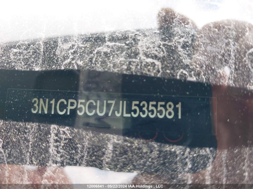 2018 Nissan Kicks VIN: 3N1CP5CU7JL535581 Lot: 12006841
