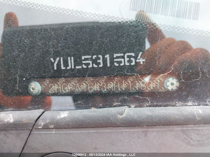 2009 Honda Civic Dx-G VIN: 2HGFA16439H111837 Lot: 12006912