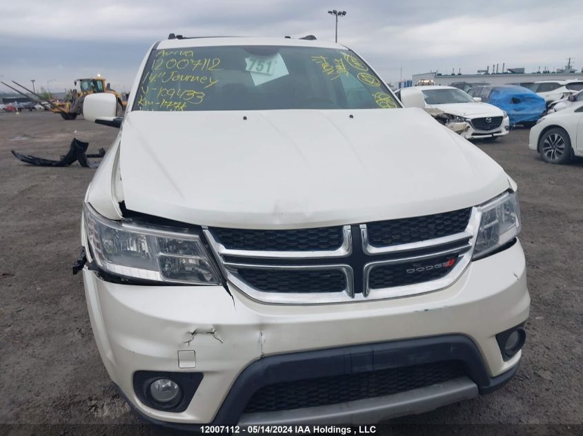 2014 Dodge Journey Sxt VIN: 3C4PDCCG5ET109433 Lot: 12007112