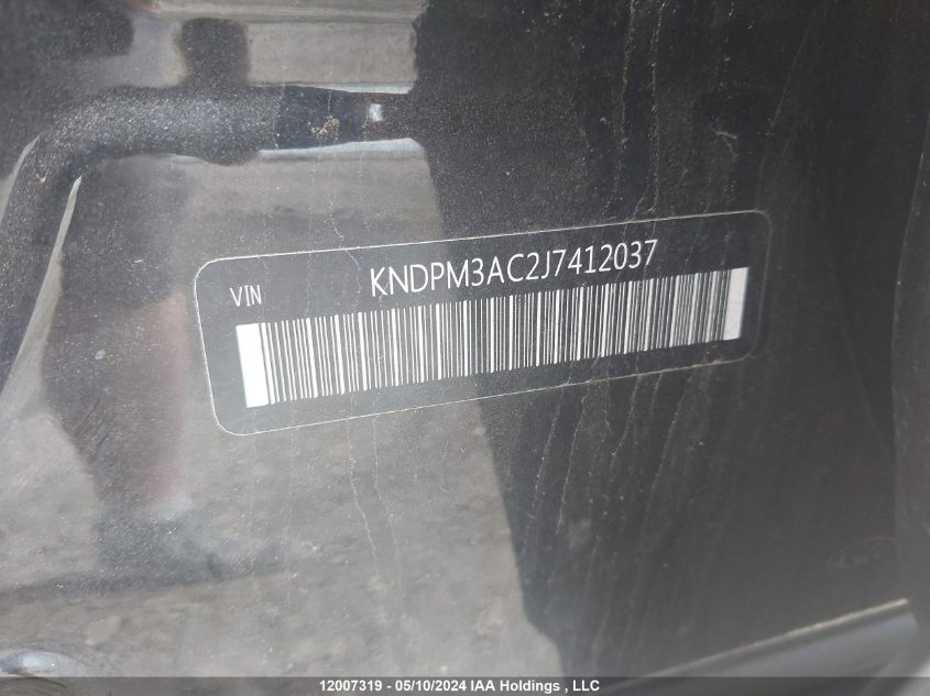 2018 Kia Sportage VIN: KNDPM3AC2J7412037 Lot: 12007319