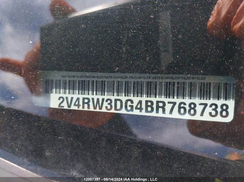2011 Volkswagen Routan Se VIN: 2V4RW3DG4BR768738 Lot: 12007397