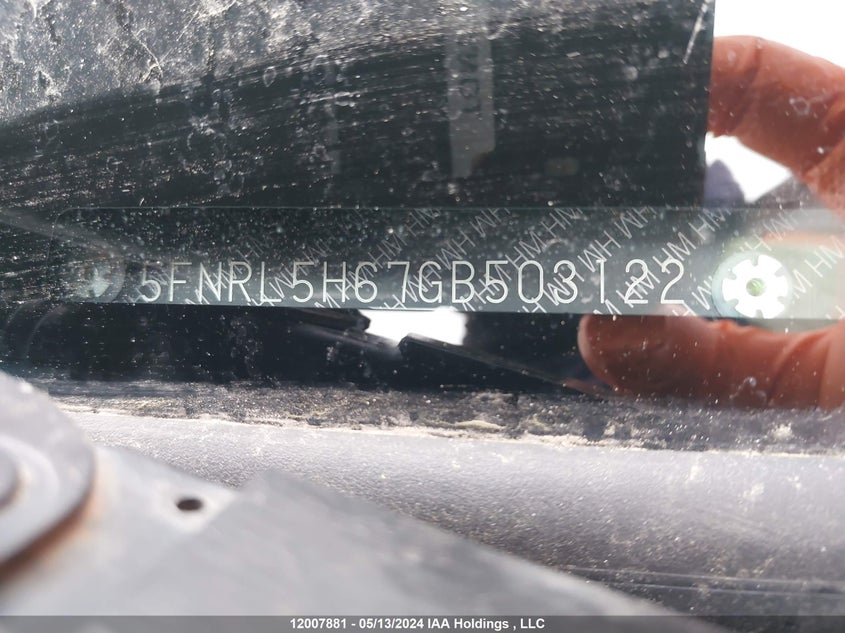 2016 Honda Odyssey Exl VIN: 5FNRL5H67GB503122 Lot: 12007881