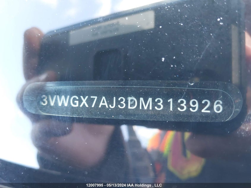 2013 Volkswagen Jetta 2.5L Sel VIN: 3VWGX7AJ3DM313926 Lot: 12007995