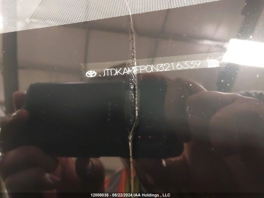 2022 Toyota Prius Prime Upgrade VIN: JTDKAMFP0N3216339 Lot: 12008038