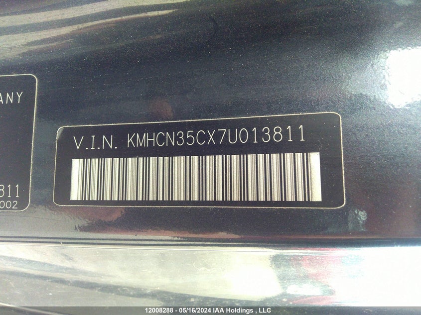 2007 Hyundai Accent Gs VIN: KMHCN35CX7U013811 Lot: 12008288