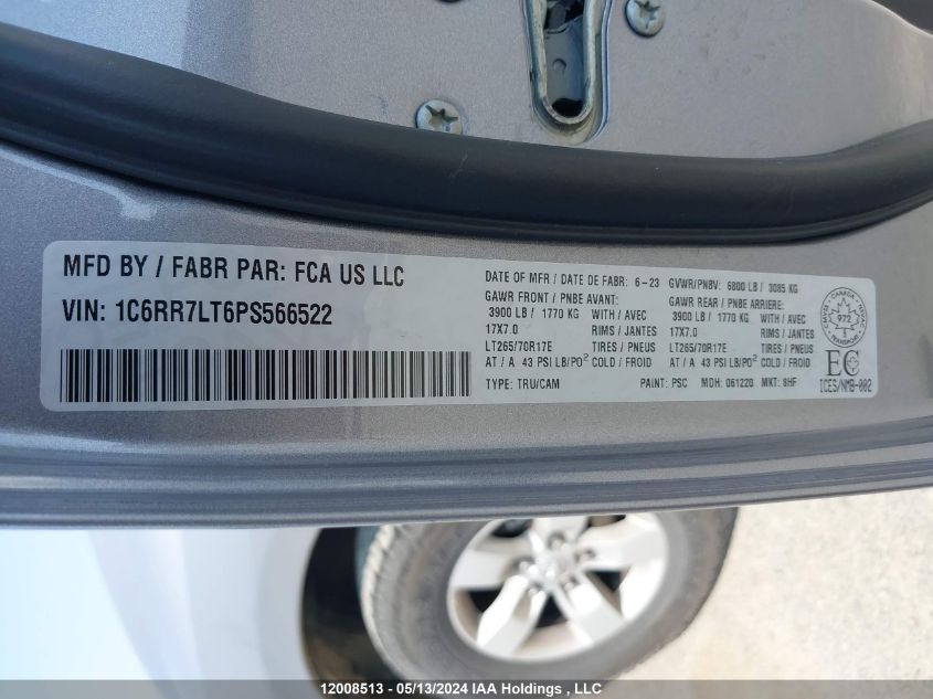 2023 Ram 1500 Classic Slt VIN: 1C6RR7LT6PS566522 Lot: 12008513