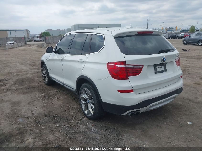 2017 BMW X3 2.8I VIN: 5UXWX9C36H0T24046 Lot: 12008518