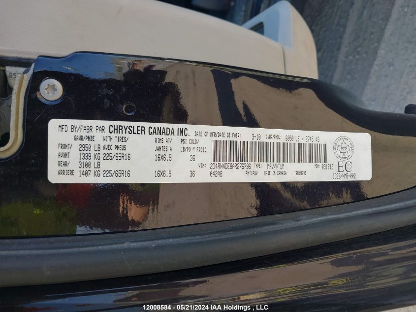 2010 Dodge Grand Caravan VIN: 2D4RN4DE8AR276796 Lot: 12008584