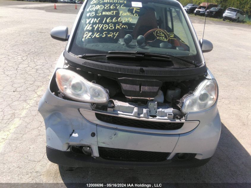 2008 Smart Fortwo Pure/Passion VIN: WMEEJ31X78K166629 Lot: 12008696