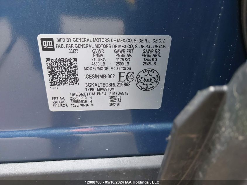 2024 GMC Terrain VIN: 3GKALTEG8RL219862 Lot: 12008786
