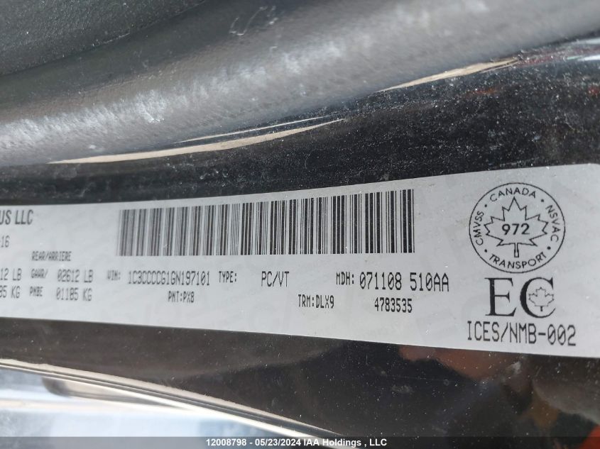 2016 Chrysler 200 C VIN: 1C3CCCCG1GN197101 Lot: 12008798