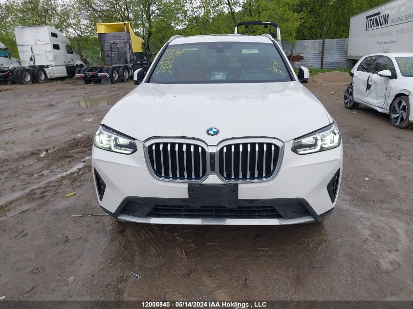 2022 BMW X3 3.0I VIN: 5UX53DP09N9K48579 Lot: 12008840