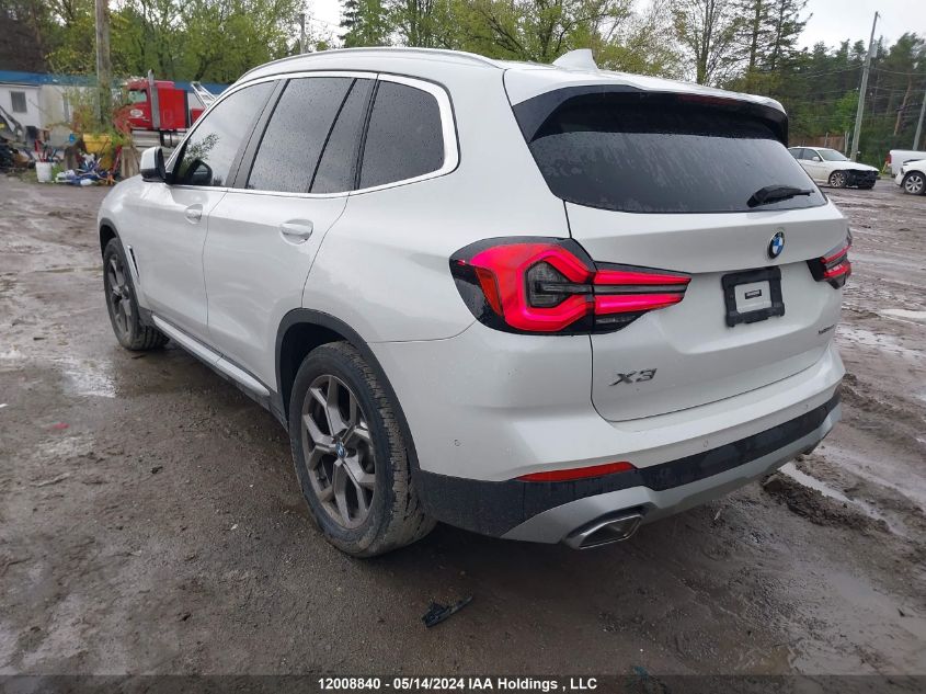 2022 BMW X3 3.0I VIN: 5UX53DP09N9K48579 Lot: 12008840