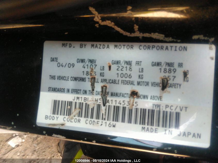 2010 Mazda Mazda3 VIN: JM1BL1H5XA1145385 Lot: 12008844