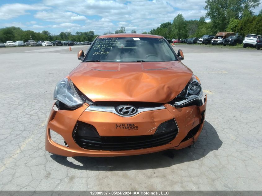 2013 Hyundai Veloster VIN: KMHTC6AD4DU116028 Lot: 12008937