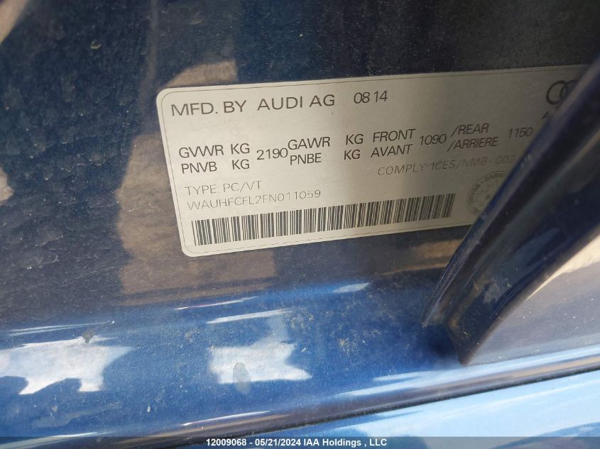 2015 Audi A4 VIN: WAUHFCFL2FN011059 Lot: 12009068