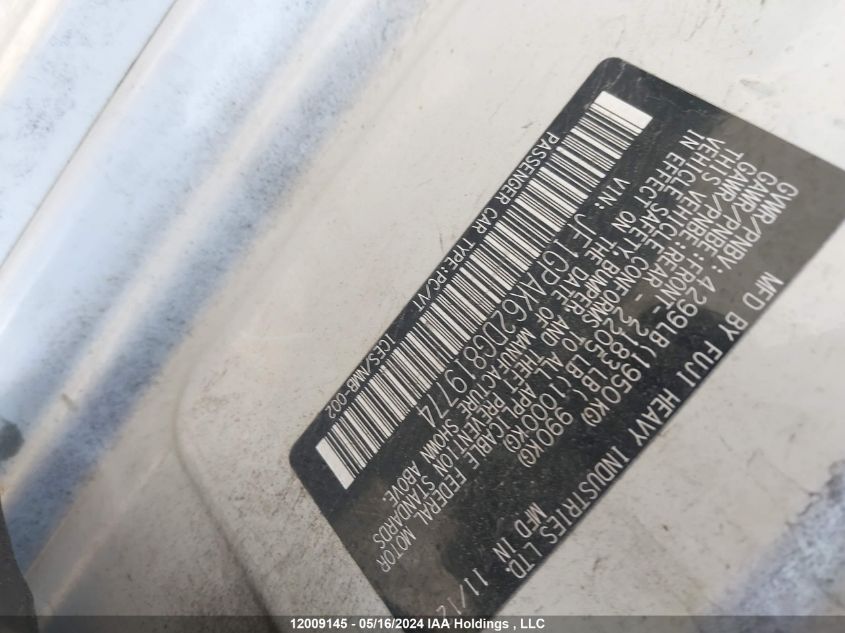 2013 Subaru Impreza VIN: JF1GPAK62DG819774 Lot: 12009145