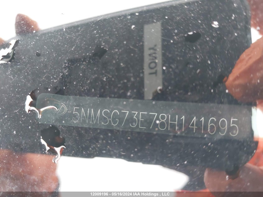 2008 Hyundai Santa Fe VIN: 5NMSG73E78H141695 Lot: 12009196