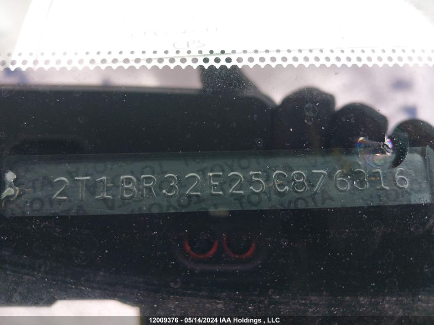 2005 Toyota Corolla Ce/Le/S VIN: 2T1BR32E25C876316 Lot: 12009376