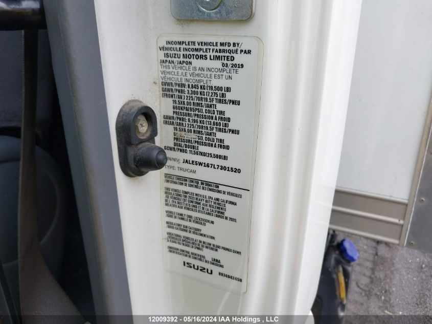 2020 Isuzu Nrr VIN: JALE5W167L7301520 Lot: 12009392