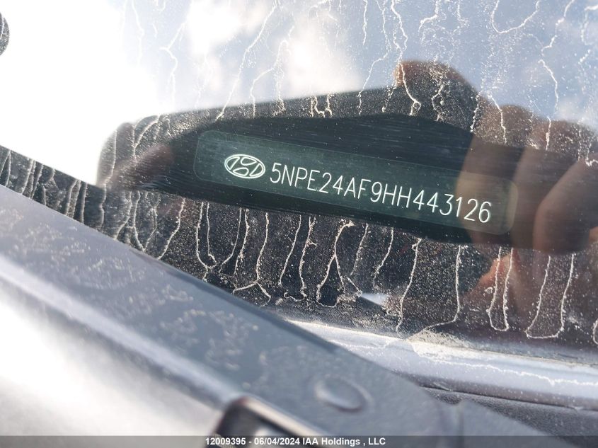 2017 Hyundai Sonata VIN: 5NPE24AF9HH443126 Lot: 12009395