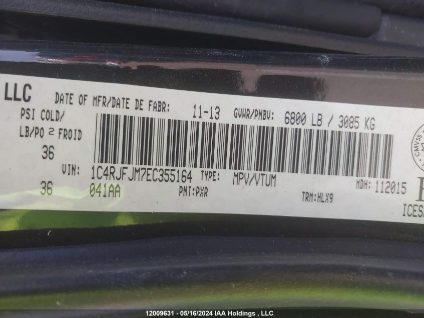 2014 Jeep Grand Cherokee Summit VIN: 1C4RJFJM7EC355164 Lot: 12009631