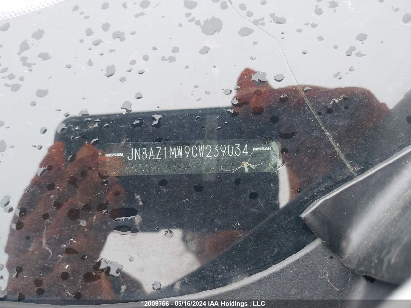 2012 Nissan Murano S/Sl/Le VIN: JN8AZ1MW9CW239034 Lot: 12009756