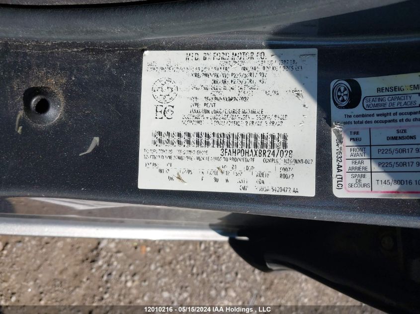 2011 Ford Fusion Se VIN: 3FAHP0HAXBR247028 Lot: 12010216