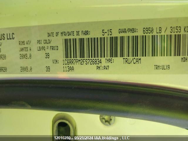 2015 Ram 1500 Longhorn VIN: 1C6RR7PM2FS726834 Lot: 12010280