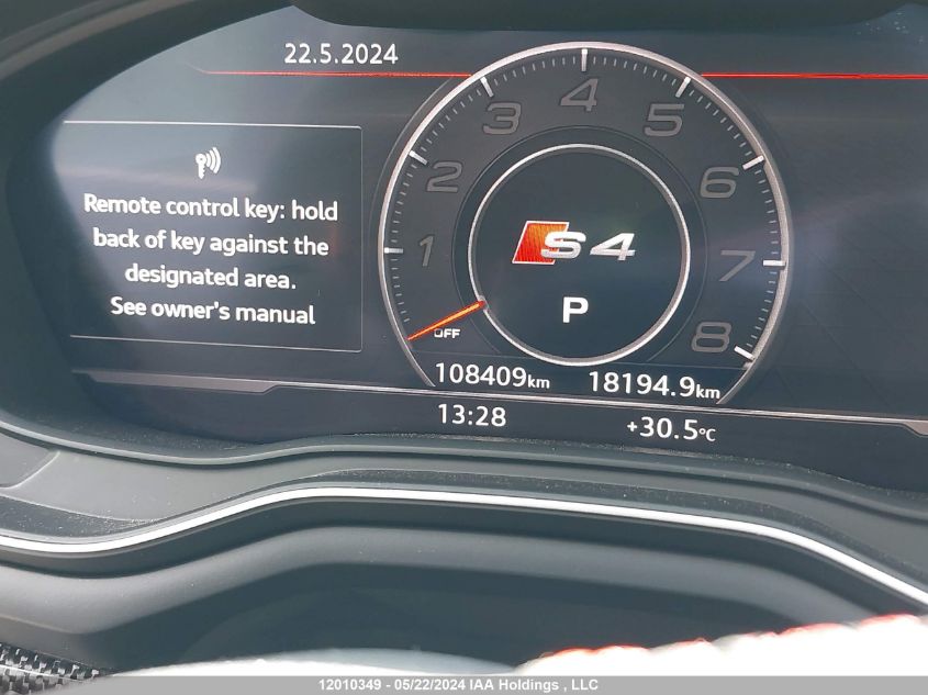 2018 Audi S4 Sedan VIN: WAUC4AF44JA203886 Lot: 12010349