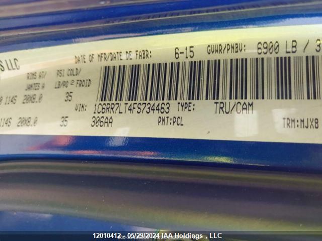 2015 Dodge Ram 1500 VIN: 1C6RR7LT4FS734463 Lot: 12010412