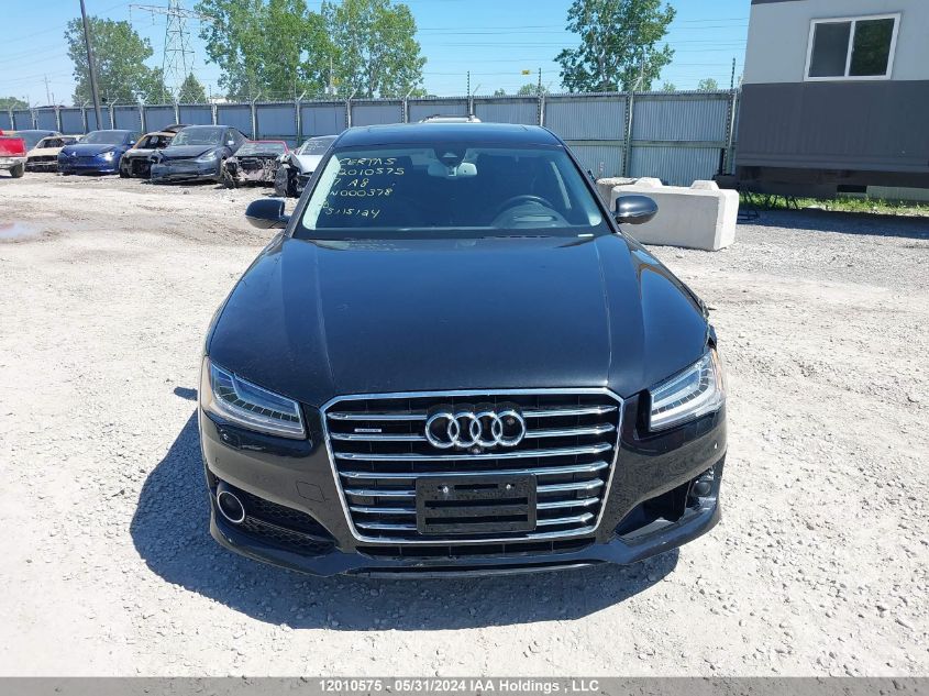 2017 Audi A8 VIN: WAUK3AFD9HN000378 Lot: 12010575