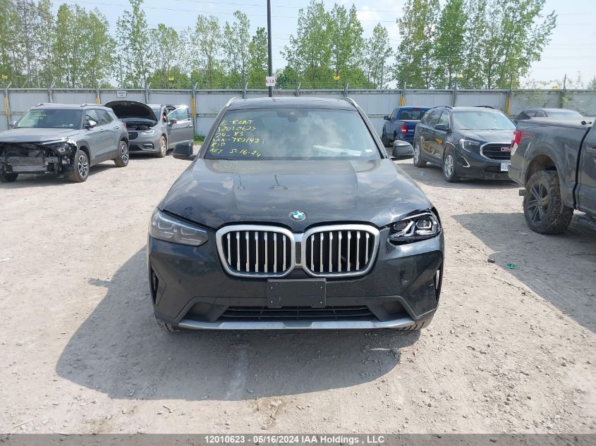 2024 BMW X3 VIN: 5UX53DP09R9T82143 Lot: 12010623