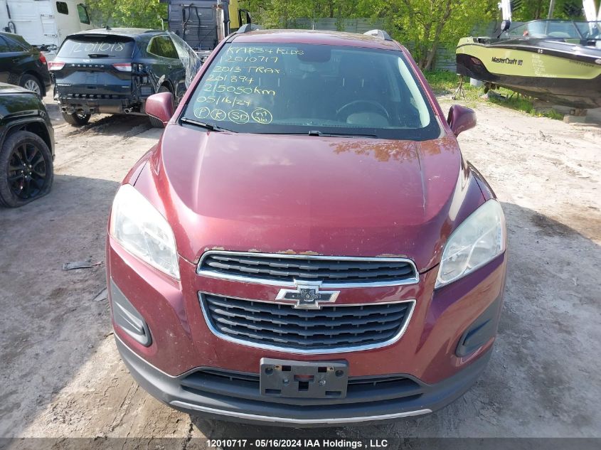 2013 Chevrolet Trax Lt VIN: 3GNCJLSB4DL201894 Lot: 12010717