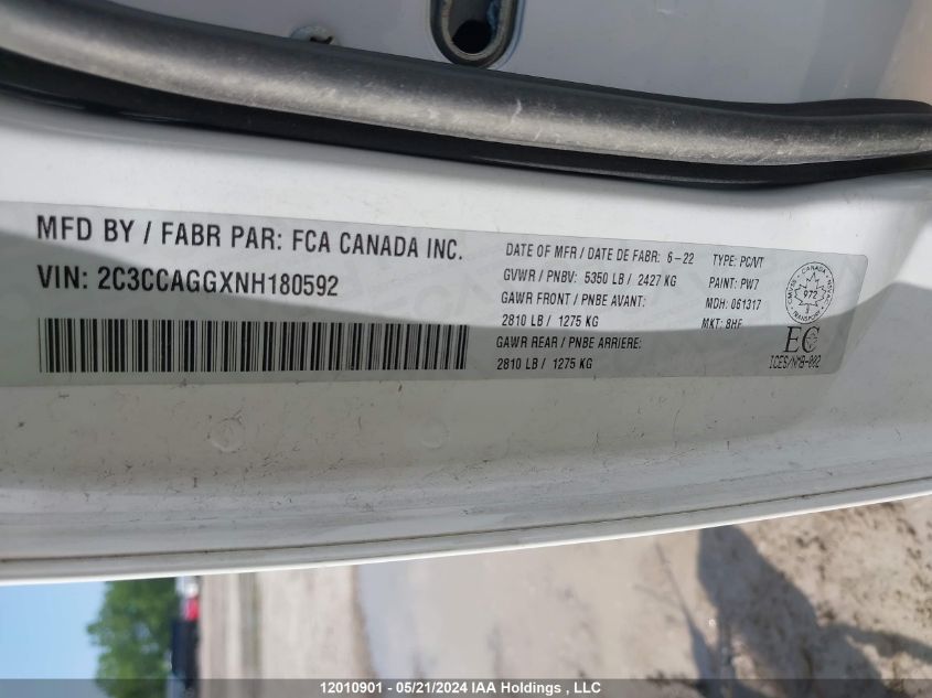 2022 Chrysler 300 S VIN: 2C3CCAGGXNH180592 Lot: 12010901